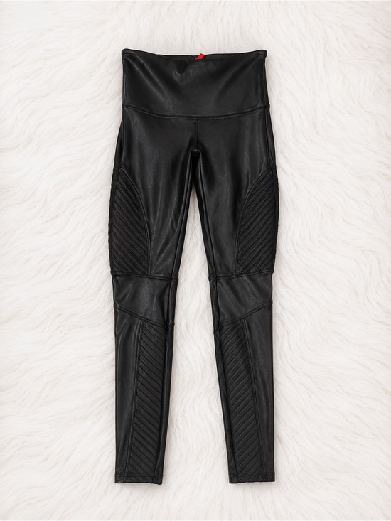 SPANX Pants - SPANX Faux Leather Moto Leggings Size L Black High Rise Edgy Y2K Statement